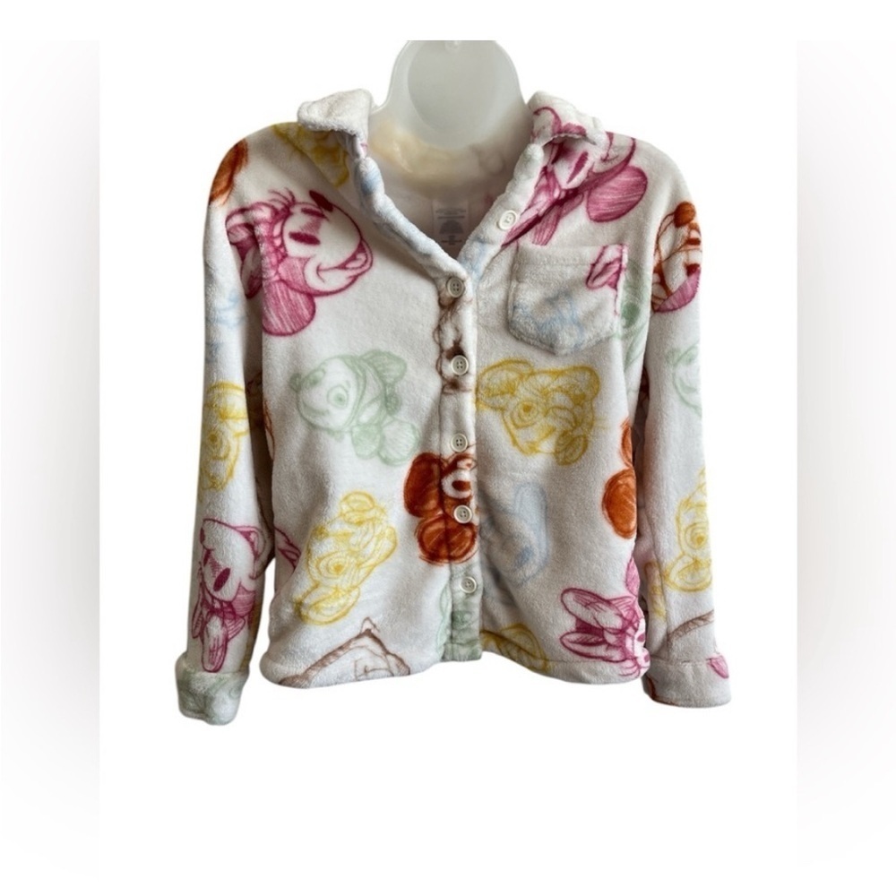 Disney 100 Kids Fleece Jacket Ivory with MultiColored Disney Characters